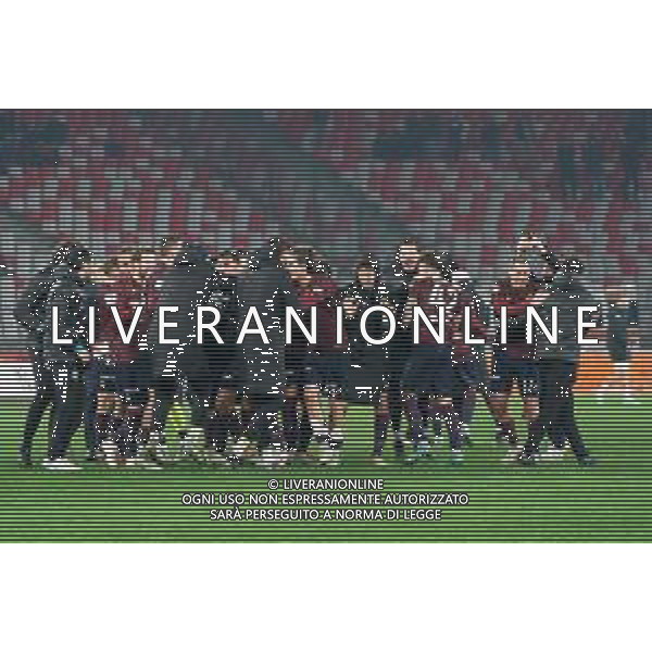 players of AC Reggiana 1919 celebrates the victory during the Italian Serie B match SSC Bari vs AC Reggiana 1919 on January 27, 2024 at the San Nicola stadium in Bari, Italy. Photo by Emmanuele Mastrodonato/ag. Aldo Liverani sas/AGENZIA ALDO LIVERANI SAS