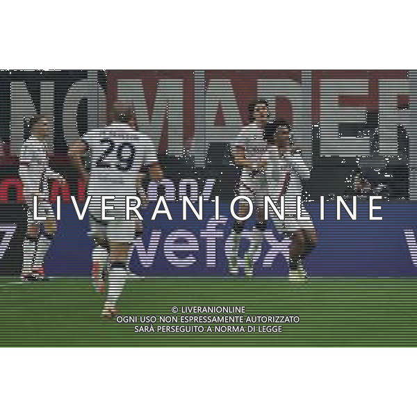 Milan vs Bologna nella foto esultanza Bologna dopo il gol dell\'1 a 0 Milano 27-01-2024 Stadio Giuseppe Meazza - San Siro Campionato Serie A TIM - 22a giornata foto Roberto Garavaglia/Agenzia Aldo Liverani sas/AGENZIA ALDO LIVERANI SAS