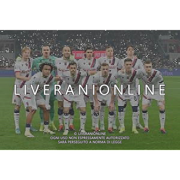 Milan vs Bologna nella foto formazione Bologna, in piedi da SX Victor Kristiansen, Lukasz Skorupski, Lorenzo De Silvestri, Riccardo Calafiori, Sam Beukema e Giovanni Fabbian; in basso da SX Joshua Zirkzee, Remo Freuler, Lewis Ferguson, Kacper Urbanski e Michel Aebischer Milano 27-01-2024 Stadio Giuseppe Meazza - San Siro Campionato Serie A TIM - 22a giornata foto Roberto Garavaglia/Agenzia Aldo Liverani sas