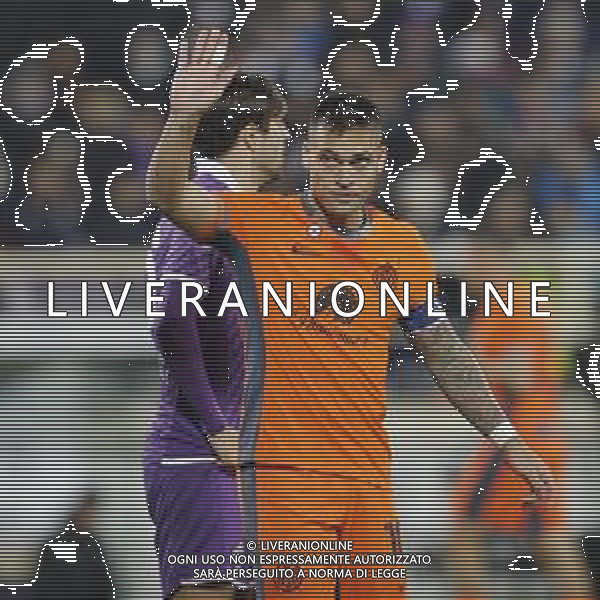 ZCP - 28/01/2024 Fiorentina - Inter Campionato di Serie A nella foto: Martinez Lautaro (f.c.Internazionale)-saluta i tifosi ©Claudio Zamagni/Agenzia Aldo Liverani s.a.s. /AGENZIA ALDO LIVERANI SAS