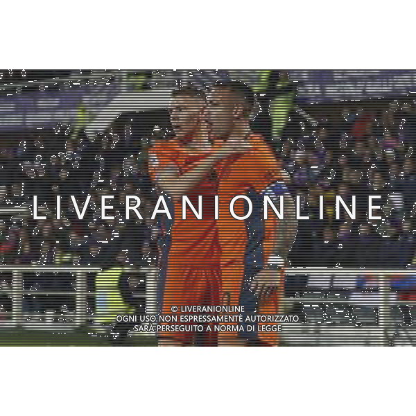 ZCP - 28/01/2024 Fiorentina - Inter Campionato di Serie A nella foto: esultanza Inter dopo il goal di lautaro martinez ©Claudio Zamagni/Agenzia Aldo Liverani s.a.s. /AGENZIA ALDO LIVERANI SAS