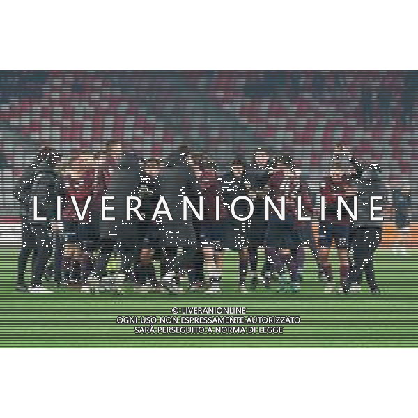 players of AC Reggiana 1919 celebrates the victory during the Italian Serie B match SSC Bari vs AC Reggiana 1919 on January 27, 2024 at the San Nicola stadium in Bari, Italy. Photo by Emmanuele Mastrodonato/ag. Aldo Liverani sas