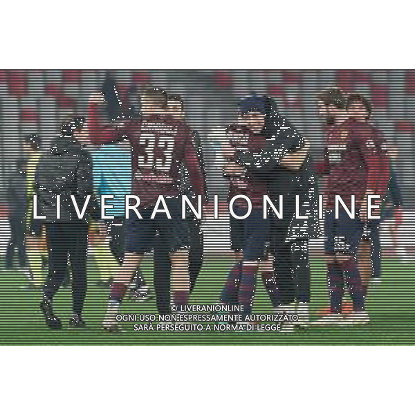 players of AC Reggiana 1919 celebrates the victory during the Italian Serie B match SSC Bari vs AC Reggiana 1919 on January 27, 2024 at the San Nicola stadium in Bari, Italy. Photo by Emmanuele Mastrodonato/ag. Aldo Liverani sas