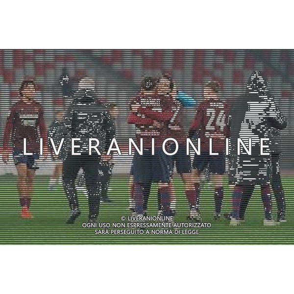 players of AC Reggiana 1919 celebrates the victory during the Italian Serie B match SSC Bari vs AC Reggiana 1919 on January 27, 2024 at the San Nicola stadium in Bari, Italy. Photo by Emmanuele Mastrodonato/ag. Aldo Liverani sas