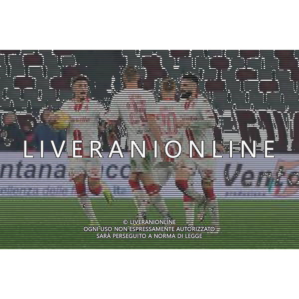 Emmanuele Matino of SSC Bari celebrates the goal being disallowed during the Italian Serie B match SSC Bari vs AC Reggiana 1919 on January 27, 2024 at the San Nicola stadium in Bari, Italy. Photo by Emmanuele Mastrodonato/ag. Aldo Liverani sas