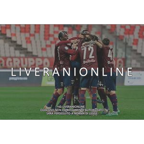 Riccardo Fiamozzi of Reggiana celebrates after scoring a goal with teammates during the Italian Serie B match SSC Bari vs AC Reggiana 1919 on January 27, 2024 at the San Nicola stadium in Bari, Italy. Photo by Emmanuele Mastrodonato/ag. Aldo Liverani sas