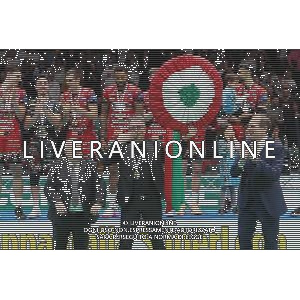 CASALECCHIO DI RENO 28 01 2024 FINALE COPPA ITALIA SIR SUSA VIM PERUGIA-MINT VERO VOLLEY MONZA 3-1 NELLA FOTO PRESIDENTE SIRCI GINO RICEVE IL TRICOLORE DA PRESIDENTE LEGA VOLLEY MASSIMO RIGHI FOTO GIANNI SANNA-AG ALDO LIVERANI SAS