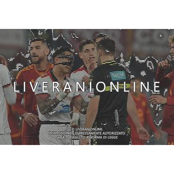 Roma vs Cagliari - Campionato Serie A TIM - 23 giornata - Stadio Olimpico - Roma 05-02-2024 nella foto Lapadula protesta con Marcenaro FOTO FEDERICO GAETANO-AG ALDO LIVERANI SAS