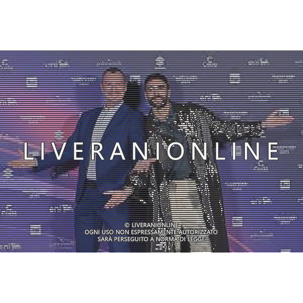 Festival Sanremo 2024 nella foto Amadeus SX e Marco Mengoni DX 74mo Festival della Canzone Italiana, photocall del 06 febbraio Teatro Ariston - Sanremo (IM) 06-02-2024 foto Roberto Garavaglia/agenzia Aldo Liverani sas/AGENZIA ALDO LIVERANI SAS