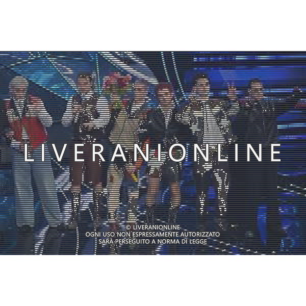 Festival Sanremo 2024 nella foto l\'esibizione dei Bnkr44 Bunker Quarantaquattro 74mo Festival della Canzone Italiana - Terza Serata Teatro Ariston - Sanremo (IM) 08-02-2024 foto Roberto Garavaglia/agenzia Aldo Liverani sas/AGENZIA ALDO LIVERANI SAS