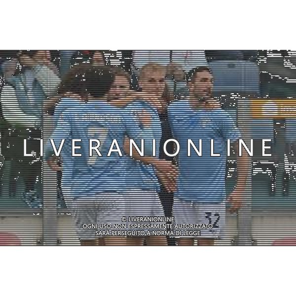 10-2-2024. Cagliari calcio- S.S. Lazio 24° giornata campionato calcio italiano Serie A 2023/2024, Stadio Unipol Domus Cagliari. Foto Salvatore Moi/Agenzia Aldo Liverani s.as. Nella foto: Gol ed esultanza della Lazio in trasferta contro Cagliari, nello stadio Unipol Domus di Cagliari. Segna: Ciro Immobile Lazio ©MOI SALVATORE/AGENZIA ALDO LIVERANI SAS