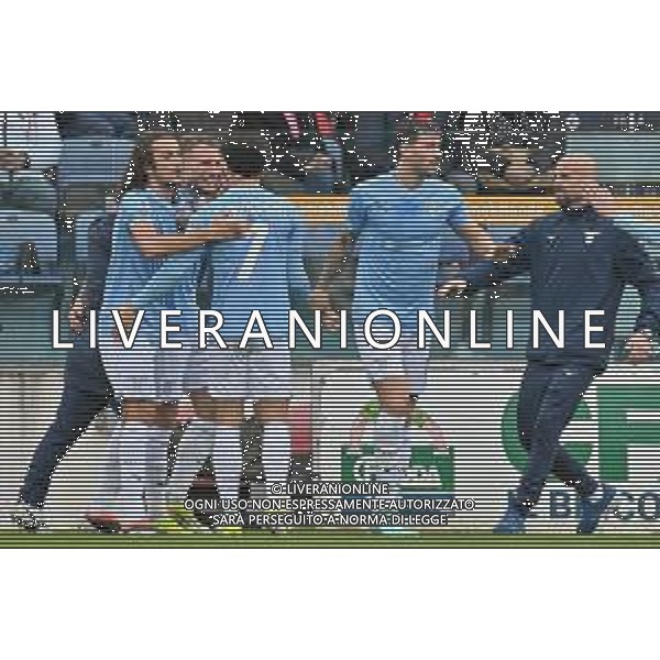 10-2-2024. Cagliari calcio- S.S. Lazio 24° giornata campionato calcio italiano Serie A 2023/2024, Stadio Unipol Domus Cagliari. Foto Salvatore Moi/Agenzia Aldo Liverani s.as. Nella foto: Gol ed esultanza della Lazio in trasferta contro Cagliari, nello stadio Unipol Domus di Cagliari. Segna: Ciro Immobile Lazio ©MOI SALVATORE/AGENZIA ALDO LIVERANI SAS
