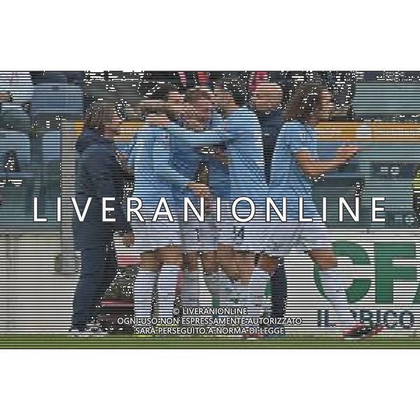 10-2-2024. Cagliari calcio- S.S. Lazio 24° giornata campionato calcio italiano Serie A 2023/2024, Stadio Unipol Domus Cagliari. Foto Salvatore Moi/Agenzia Aldo Liverani s.as. Nella foto: Gol ed esultanza della Lazio in trasferta contro Cagliari, nello stadio Unipol Domus di Cagliari. Segna: Ciro Immobile Lazio ©MOI SALVATORE/AGENZIA ALDO LIVERANI SAS