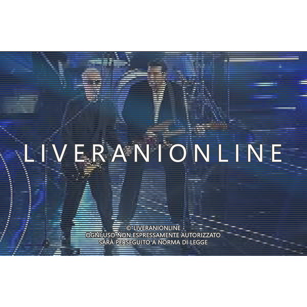 Festival Sanremo 2024 nella foto Umberto Tozzi SX e Stash Antonio Fiordispino cantante The Kolors DX 74mo Festival della Canzone Italiana - Quarta Serata Teatro Ariston - Sanremo (IM) 09-02-2024 foto Roberto Garavaglia/agenzia Aldo Liverani sas