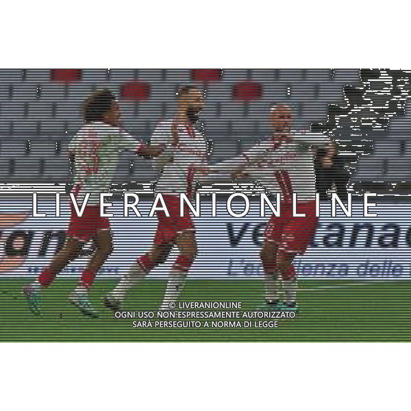 Ahmad Benali of SSC Bari celebrates after scoring a goal with teammates during the Italian Serie B match SSC Bari vs Calcio Lecco 1912 on February 10, 2024 at the San Nicola stadium in Bari, Italy. Photo by Emmanuele Mastrodonato/ag. Aldo Liverani sas/AGENZIA ALDO LIVERANI SAS
