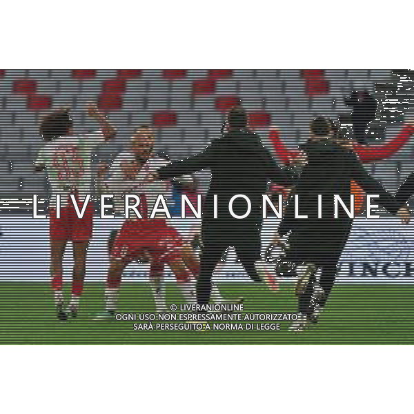 Ahmad Benali of SSC Bari celebrates after scoring a goal with teammates during the Italian Serie B match SSC Bari vs Calcio Lecco 1912 on February 10, 2024 at the San Nicola stadium in Bari, Italy. Photo by Emmanuele Mastrodonato/ag. Aldo Liverani sas/AGENZIA ALDO LIVERANI SAS