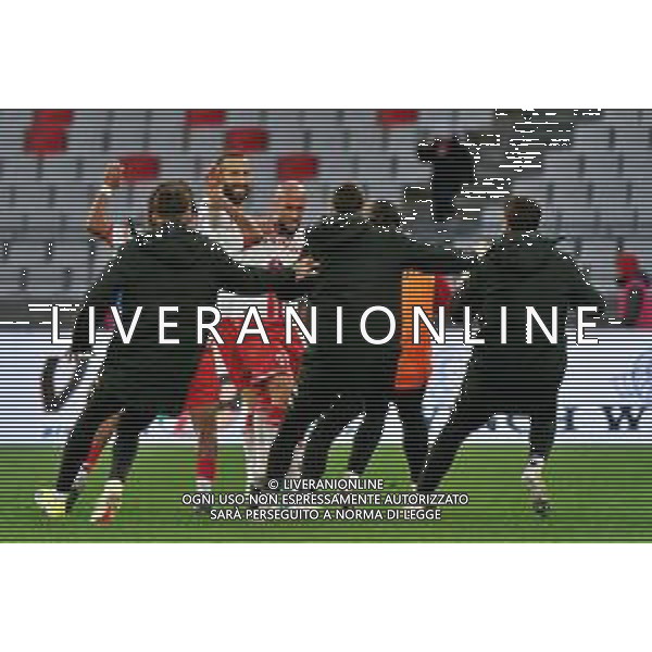 Ahmad Benali of SSC Bari celebrates after scoring a goal with teammates during the Italian Serie B match SSC Bari vs Calcio Lecco 1912 on February 10, 2024 at the San Nicola stadium in Bari, Italy. Photo by Emmanuele Mastrodonato/ag. Aldo Liverani sas/AGENZIA ALDO LIVERANI SAS