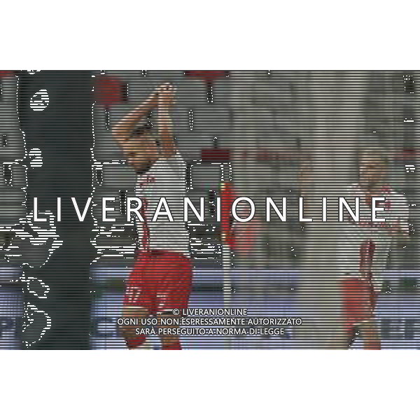 George Puscas of SSC Bari celebrates after scoring a goal during the Italian Serie B match SSC Bari vs Calcio Lecco 1912 on February 10, 2024 at the San Nicola stadium in Bari, Italy. Photo by Emmanuele Mastrodonato/ag. Aldo Liverani sas