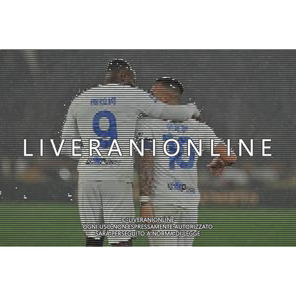 Roma vs Inter - Campionato Serie A TIM - 24 giornata - Stadio Olimpico - Roma 10-02-2024 nella foto Esultanza marcus Thuram e Lautaro martinez ©Federico Gaetano/AGENZIA ALDO LIVERANI SAS