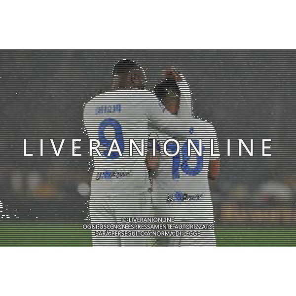Roma vs Inter - Campionato Serie A TIM - 24 giornata - Stadio Olimpico - Roma 10-02-2024 nella foto Esultanza marcus Thuram e Lautaro martinez ©Federico Gaetano/AGENZIA ALDO LIVERANI SAS