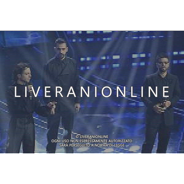 Festival Sanremo 2024 nella foto l\'esibizione de Il Volo 74mo Festival della Canzone Italiana - Quinta Serata Teatro Ariston - Sanremo (IM) 10-02-2024 foto Roberto Garavaglia/agenzia Aldo Liverani sas/AGENZIA ALDO LIVERANI SAS