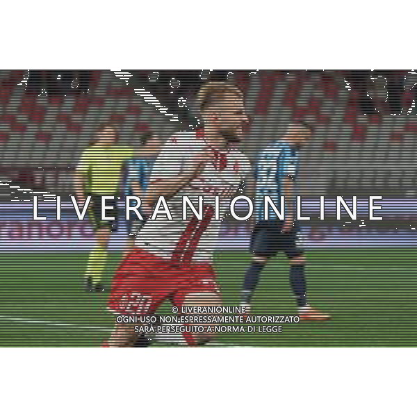 Giuseppe Sibilli of SSC Bari celebrates after scoring a goal during the Italian Serie B match SSC Bari vs Calcio Lecco 1912 on February 10, 2024 at the San Nicola stadium in Bari, Italy. Photo by Emmanuele Mastrodonato/ag. Aldo Liverani sas/AGENZIA ALDO LIVERANI SAS