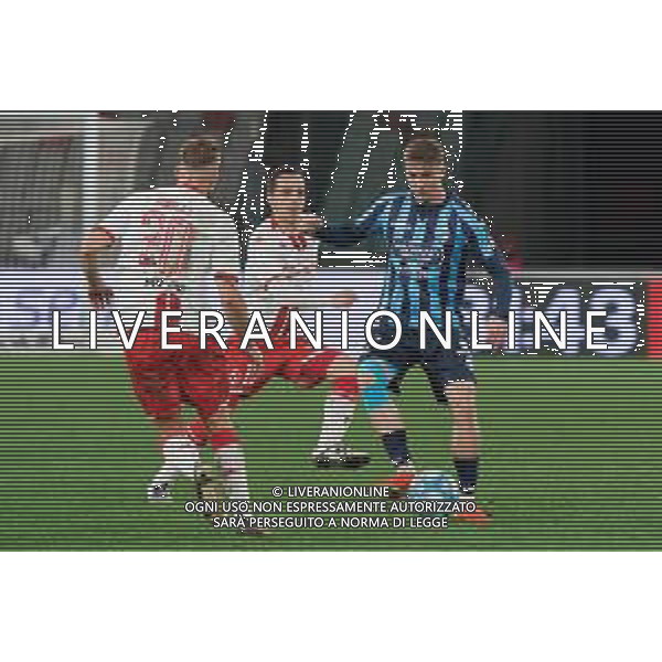 Marcin Listkowski of Calcio Lecco 1912 and Raffaele Maiello of SSC Bari during the Italian Serie B match SSC Bari vs Calcio Lecco 1912 on February 10, 2024 at the San Nicola stadium in Bari, Italy. Photo by Emmanuele Mastrodonato/ag. Aldo Liverani sas/AGENZIA ALDO LIVERANI SAS