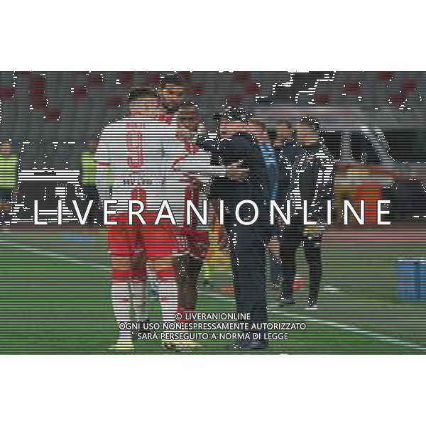 Marco Nasti of SSC Bari and coach Giuseppe Iachini of SSC Bari during the Italian Serie B match SSC Bari vs Calcio Lecco 1912 on February 10, 2024 at the San Nicola stadium in Bari, Italy. Photo by Emmanuele Mastrodonato/ag. Aldo Liverani sas/AGENZIA ALDO LIVERANI SAS