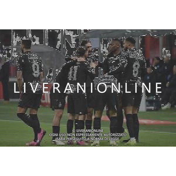 Milan vs Napoli nella foto esultanza Milan dopo il gol dell\'1 a 0 Theo Hernandez Milano 11-02-2024 Stadio Giuseppe Meazza - San Siro Campionato Serie A TIM - 24a giornata foto Roberto Garavaglia/Agenzia Aldo Liverani sas/AGENZIA ALDO LIVERANI SAS
