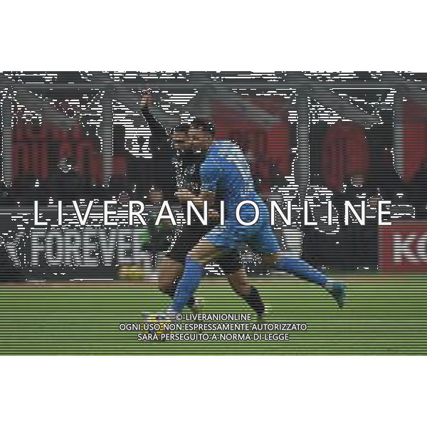 Milan vs Napoli nella foto il contatto in area tra Ruben Loftus-Cheek (Milan) e Amir Rrahmani (Napoli) giudicato regolare dall\'arbitro Daniele Doveri di Roma e dal VAR Milano 11-02-2024 Stadio Giuseppe Meazza - San Siro Campionato Serie A TIM - 24a giornata foto Roberto Garavaglia/Agenzia Aldo Liverani sas/AGENZIA ALDO LIVERANI SAS