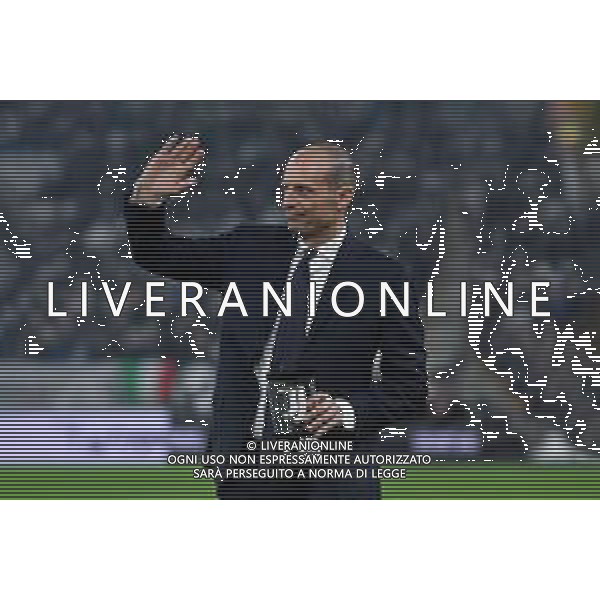 Torino 12.02.2024 Allianz Stadium @Manuela Viganti/Ag. Aldo Liverani sas Juventus vs Udinese Campionato Calcio Serie A TIM 2023/2024 24a giornata Nella foto: Massimiliano Allegri con la targa della 405 panchine premiato de Gianluca Ferrero attuale Presidente Juventus