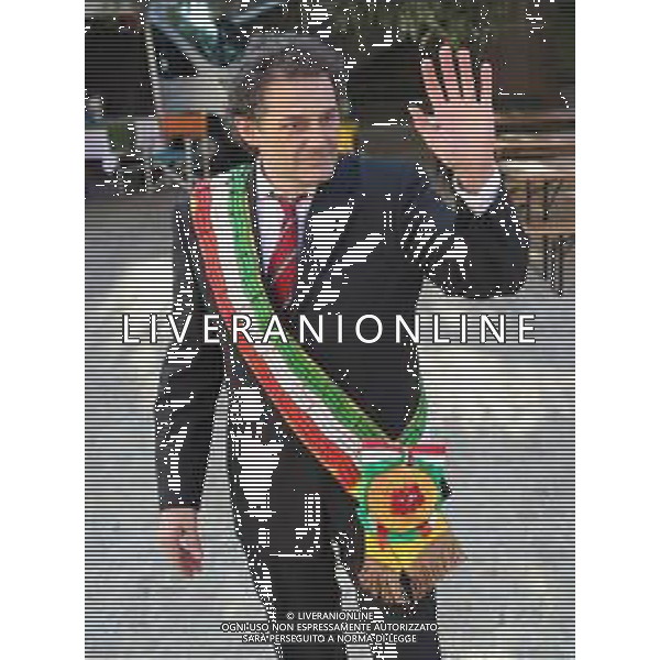 BORGO TOSSIGNANO 13 02 2024 Il tradizionale scambio di piatti artistici tra maccheronai di Borgo e polentari di Tossignano ASSIEME COL NELLA FOTO SINDACO MAURO GHINI SINDACO MAURO GHINI ©SANNA/AGENZIA ALDO LIVERANI SAS