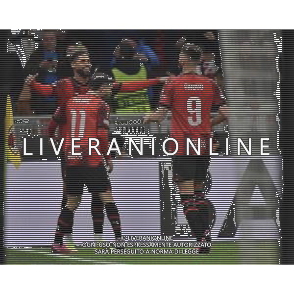 Milan vs Rennes nella foto esultanza Milan dopo il gol dell\'1 a 0 Milano 15-02-2024 Stadio Giuseppe Meazza - San Siro UEFA Europa League - play-off gara di andata foto Roberto Garavaglia/Agenzia Aldo Liverani sas/AGENZIA ALDO LIVERANI SAS