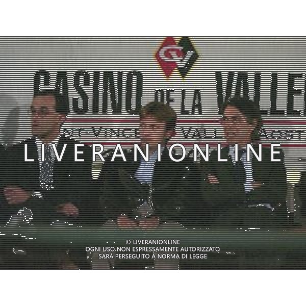 NEG-RETROSPETTIVA STEFANO TANZI PRESIDENTE PARMA CALCIO NELLA FOTO STEFANO TANZI CON MASSIMO MORATTI AD AOSTA NELL\'ANNO 1996-1997 AG ALDO LIVERANI SAS