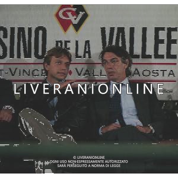 NEG-RETROSPETTIVA STEFANO TANZI PRESIDENTE PARMA CALCIO NELLA FOTO STEFANO TANZI CON MASSIMO MORATTI AD AOSTA NELL\'ANNO 1996-1997 AG ALDO LIVERANI SAS