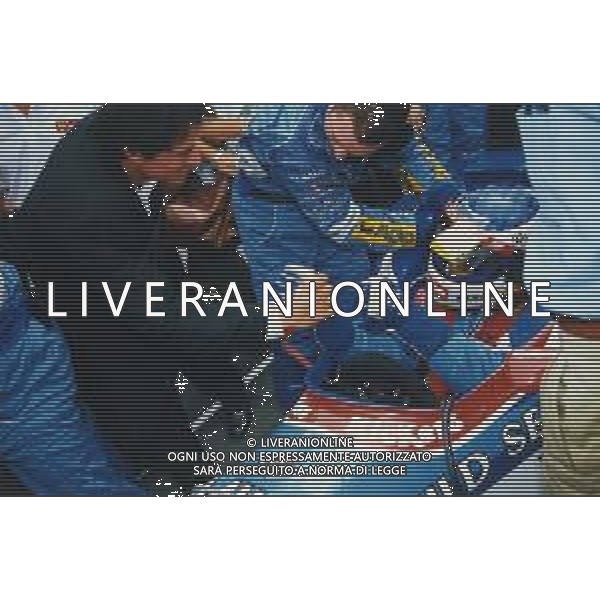 DIAP-RETROSPETTIVA SILVESTER STALLONE ATTORE NELLA FOTO SILVESTER STALLONE A MONZA NELL\' ANNO 1997 CON JEAN ALESI AG ALDO LIVERANI SAS  