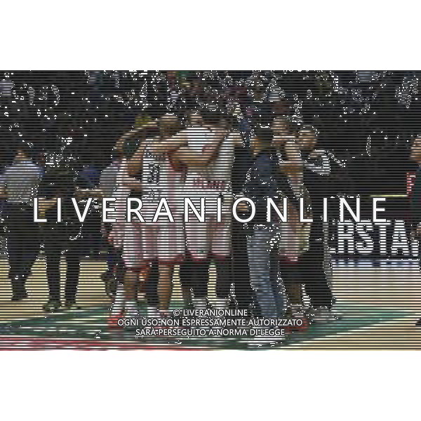 Torino 17.02.2024 Inalpi Arena EA7 Emporio Armani Milano vs Umana Final Eight Coppa Italia 2024 Semifinale Nella foto: festa milano a fine gara ©Viganti/AGENZIA ALDO LIVERANI SAS