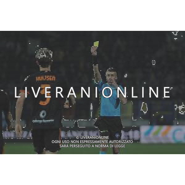 Frosinone vs Roma - Campionato Serie A TIM - 25 giornata - Stadio B.Stirpe - Frosinone 18-02-2024 nella foto Giua ammonisce Hujisen dopo il gol foto federico gaetano-ag aldo liverani sas