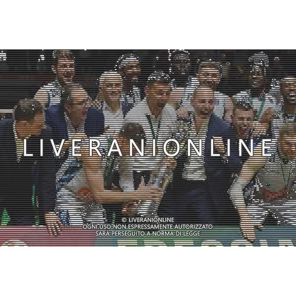 Torino 18.02.2024 Inalpi Arena EA7 Emporio Armani Milano vs Generazione Vincente Napoli Basket Final Eight Coppa Italia 2024 Finale Nella foto: igor milicic con la coppa ©Viganti/AGENZIA ALDO LIVERANI SAS