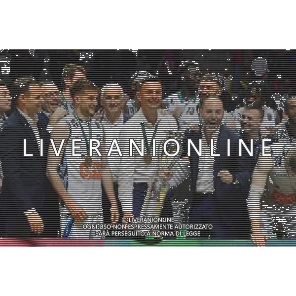 Torino 18.02.2024 Inalpi Arena EA7 Emporio Armani Milano vs Generazione Vincente Napoli Basket Final Eight Coppa Italia 2024 Finale Nella foto: igor milicic con la coppa ©Viganti/AGENZIA ALDO LIVERANI SAS