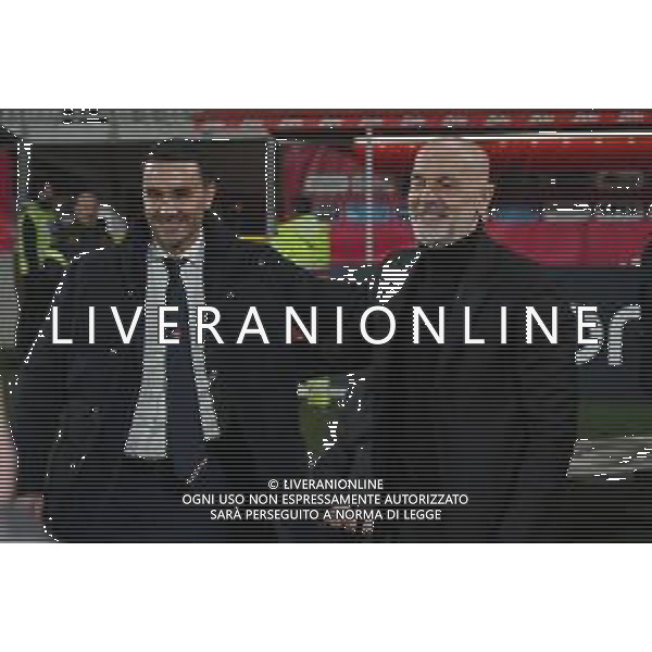 Monza vs Milan nella foto Raffaele Palladino allenatore Monza e Stefano Pioli allenatore Milan Monza 18-02-2024 U-Power Stadium Campionato Serie A TIM - 25a giornata foto Roberto Garavaglia/Agenzia Aldo Liverani sas