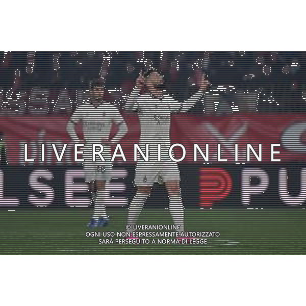 Monza vs Milan nella foto Olivier Giroud (Milan) esulta dopo il gol dell\'1 a 2 Monza 18-02-2024 U-Power Stadium Campionato Serie A TIM - 25a giornata foto Roberto Garavaglia/Agenzia Aldo Liverani sas/AGENZIA ALDO LIVERANI SAS