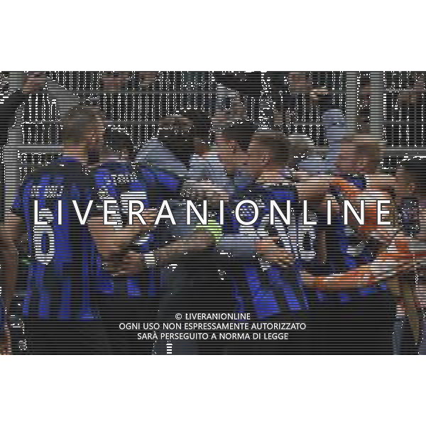 Inter vs Atletico Madrid nella foto esultanza Inter dopo il gol dell\'1 a 0 Milano 20-02-2024 Stadio Giuseppe Meazza - San Siro UEFA Champions League - ottavi di finale gara di andata foto Roberto Garavaglia/Agenzia Aldo Liverani sas/AGENZIA ALDO LIVERANI SAS