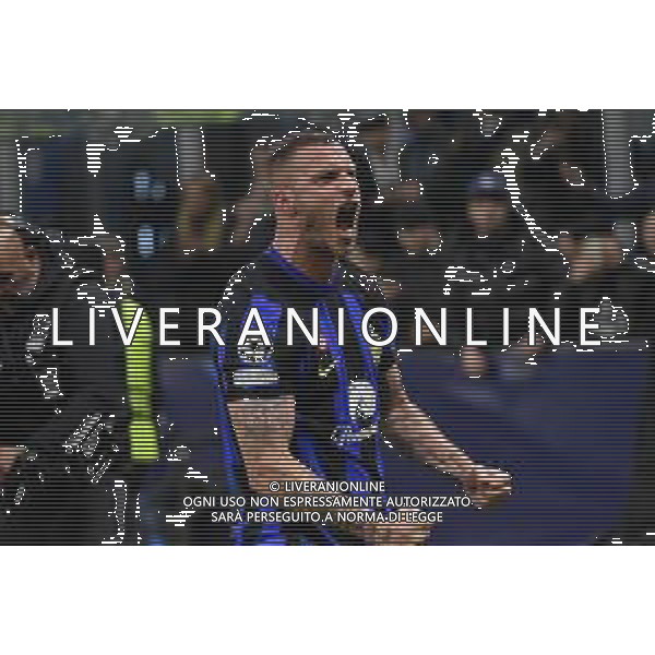 Inter vs Atletico Madrid nella foto Marko Arnautovic (Inter) esulta dopo il gol dell\'1 a 0 Milano 20-02-2024 Stadio Giuseppe Meazza - San Siro UEFA Champions League - ottavi di finale gara di andata foto Roberto Garavaglia/Agenzia Aldo Liverani sas/AGENZIA ALDO LIVERANI SAS