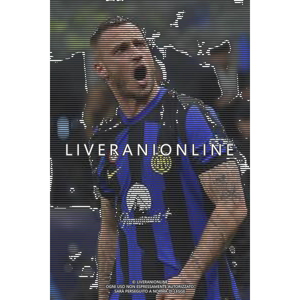Inter vs Atletico Madrid nella foto Marko Arnautovic (Inter) esulta dopo il gol dell\'1 a 0 Milano 20-02-2024 Stadio Giuseppe Meazza - San Siro UEFA Champions League - ottavi di finale gara di andata foto Roberto Garavaglia/Agenzia Aldo Liverani sas/AGENZIA ALDO LIVERANI SAS