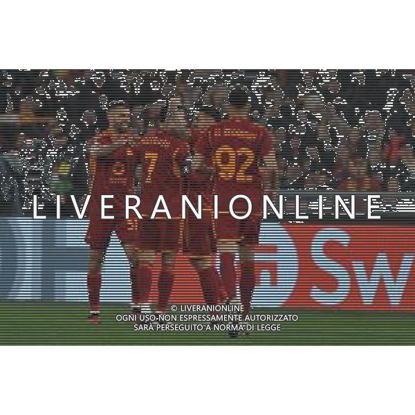 Roma vs Feyenoord - Europa League - Play Off - Stadio Olimpico - Roma 22-02-2024 nella foto Esultanza Roma dopo gol lorenzo pellegrini ©Federico Gaetano/AGENZIA ALDO LIVERANI SAS