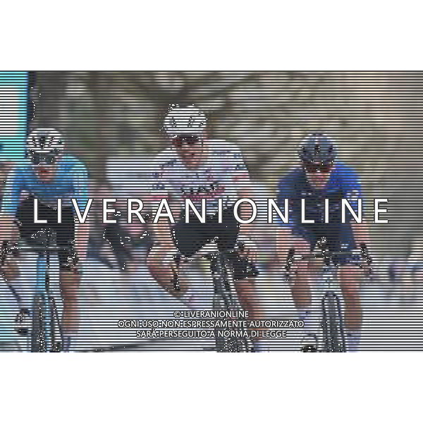 24-02-2024 Faun Ardeche Classic; 2024, Uae Team Emirates; 2024, Groupama - Fdj; 2024, Decathlon - Ag2r La Mondiale; Ayuso Pesquera, Juan; Gregoire, Romain; Gall, Felix; Guilherand Granges; ©SIROTTI /AGENZIA ALDO LIVERANI SAS