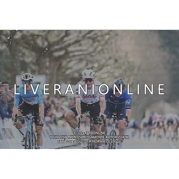 24-02-2024 Faun Ardeche Classic; 2024, Uae Team Emirates; 2024, Groupama - Fdj; 2024, Decathlon - Ag2r La Mondiale; Ayuso Pesquera, Juan; Gregoire, Romain; Gall, Felix; Guilherand Granges; ©SIROTTI /AGENZIA ALDO LIVERANI SAS