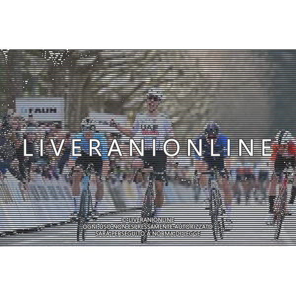 24-02-2024 Faun Ardeche Classic; 2024, Uae Team Emirates; 2024, Groupama - Fdj; 2024, Decathlon - Ag2r La Mondiale; Ayuso Pesquera, Juan; Gregoire, Romain; Gall, Felix; Guilherand Granges; ©SIROTTI /AGENZIA ALDO LIVERANI SAS