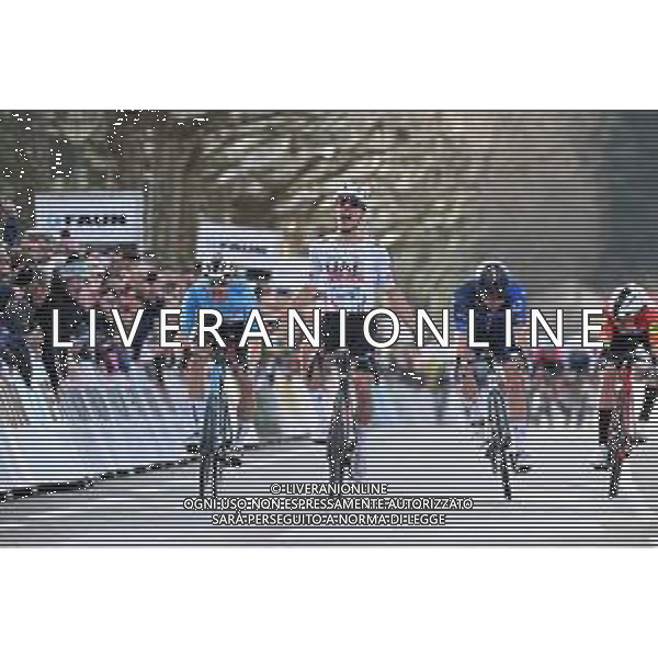 24-02-2024 Faun Ardeche Classic; 2024, Uae Team Emirates; 2024, Groupama - Fdj; 2024, Lidl - Trek; 2024, Decathlon - Ag2r La Mondiale; Ayuso Pesquera, Juan; Gregoire, Romain; Skjelmose Jensen, Mattias; Gall, Felix; Guilherand Granges; ©SIROTTI /AGENZIA ALDO LIVERANI SAS
